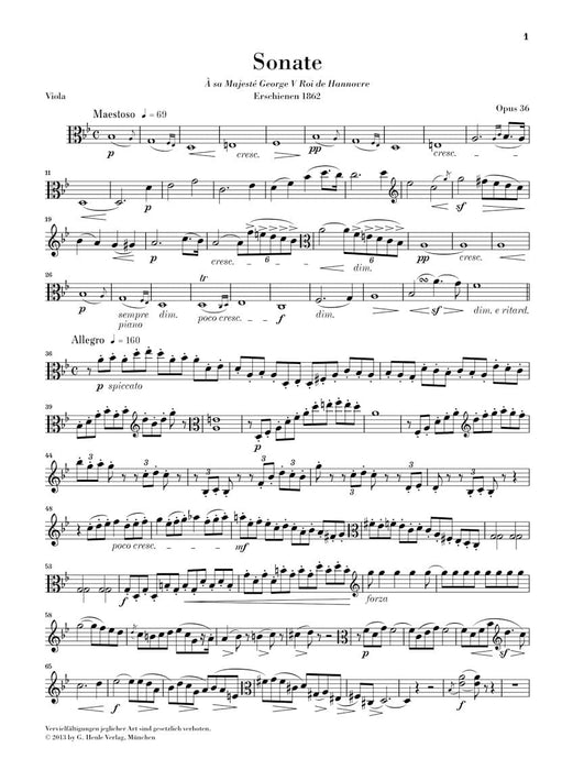 Viola Sonata in B-Flat Major, Op. 36 With Marked and Unmarked String Part 奏鳴曲 中提琴(含鋼琴伴奏) 亨乐版 | 小雅音樂 Hsiaoya Music