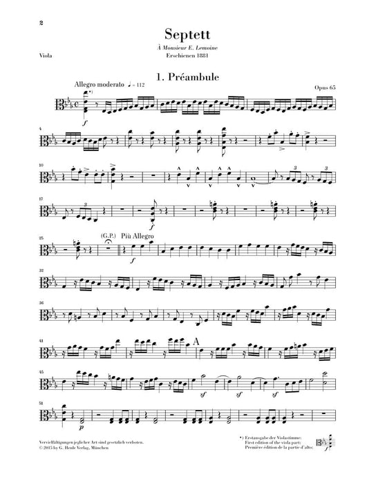 Septet in E-flat Major, Op. 65 for Trumpet, Violin I, Violin II, Viola, Violoncello, Double Bass 聖桑斯 七重奏 小號 小提琴 大提琴 混和室內樂 亨乐版 | 小雅音樂 Hsiaoya Music