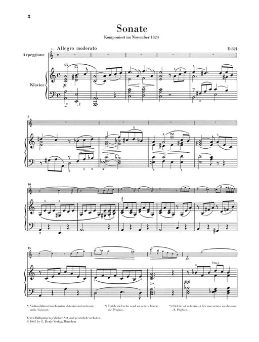 Sonata for Piano and Arpeggione A minor D 821 (Op. Posth. (Version for Violoncello) Cello and Piano 舒伯特 奏鳴曲鋼琴 大提琴(含鋼琴伴奏) 亨乐版 | 小雅音樂 Hsiaoya Music