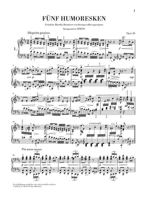 5 Humoresques for Piano Op. 20 Piano Solo 雷格馬克斯 鋼琴 幽默曲 亨乐版 | 小雅音樂 Hsiaoya Music