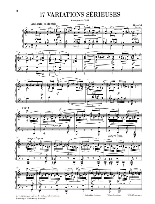 Variations Sérieuses, Op. 54 Piano Solo 孟德爾頌‧菲利克斯 變奏曲 鋼琴 亨乐版 | 小雅音樂 Hsiaoya Music
