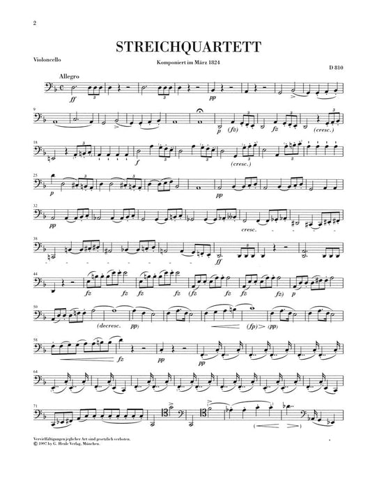 String Quartet D minor D 810 Death and the Maiden 舒伯特 弦樂四重奏 亨乐版 | 小雅音樂 Hsiaoya Music