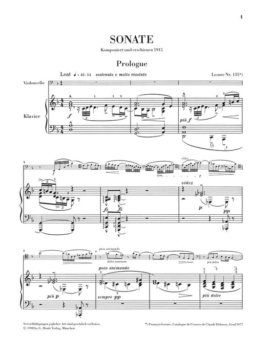 Sonata for Violoncello and Piano 德布西 奏鳴曲 大提琴(含鋼琴伴奏) 亨乐版 | 小雅音樂 Hsiaoya Music