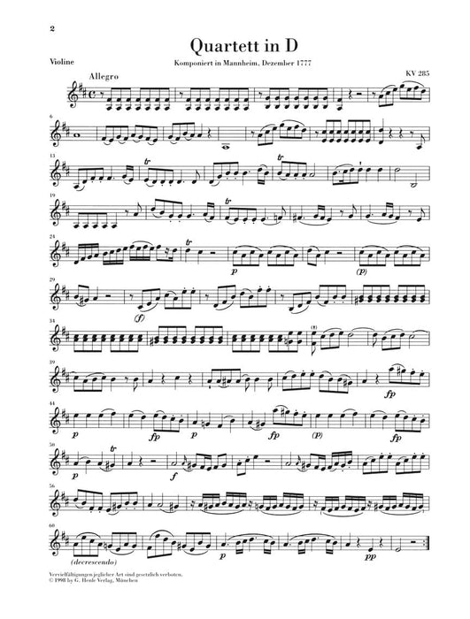 Quartets for Flute, Violin, Viola, and Violoncello 莫札特 小提琴 大提琴 四重奏 亨乐版 | 小雅音樂 Hsiaoya Music