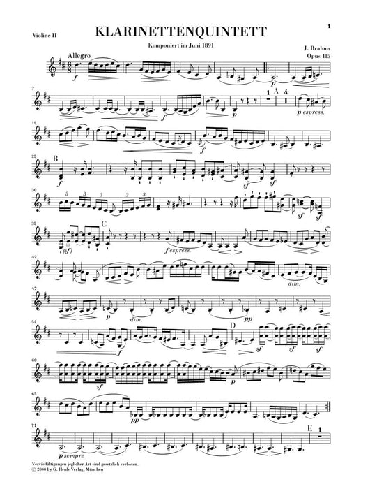 Clarinet Quintet B minor Op. 115 布拉姆斯 豎笛五重奏 亨乐版 | 小雅音樂 Hsiaoya Music