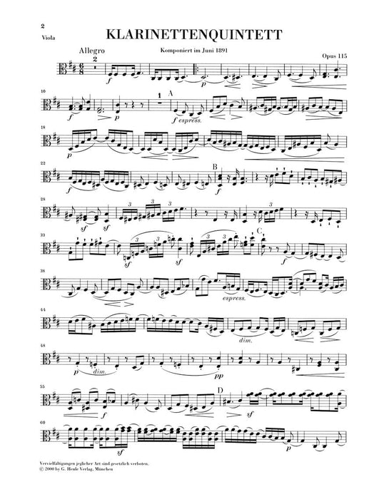 Clarinet Quintet B minor Op. 115 布拉姆斯 豎笛五重奏 亨乐版 | 小雅音樂 Hsiaoya Music