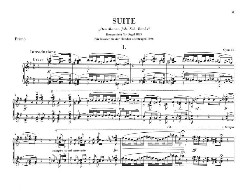 Suite in E minor for Organ Op. 16 - First Edition 1 Piano, 4 Hands 雷格馬克斯 組曲 管風琴 鋼琴 四手聯彈(含以上) 亨乐版 | 小雅音樂 Hsiaoya Music