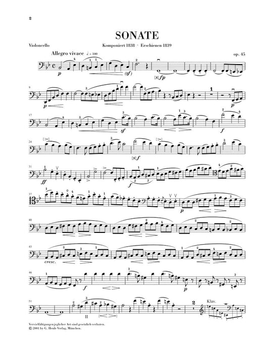 Sonata for Piano and Violoncello B Flat Major Op. 45 Cello and Piano 奏鳴曲 大提琴(含鋼琴伴奏) 亨乐版 | 小雅音樂 Hsiaoya Music
