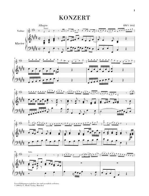 Concerto for Violin and Orchestra in E Major BWV 1042 Violin and Piano Reduction 巴赫‧約翰瑟巴斯提安 協奏曲 管弦樂團 小提琴(含鋼琴伴奏) 亨乐版 | 小雅音樂 Hsiaoya Music