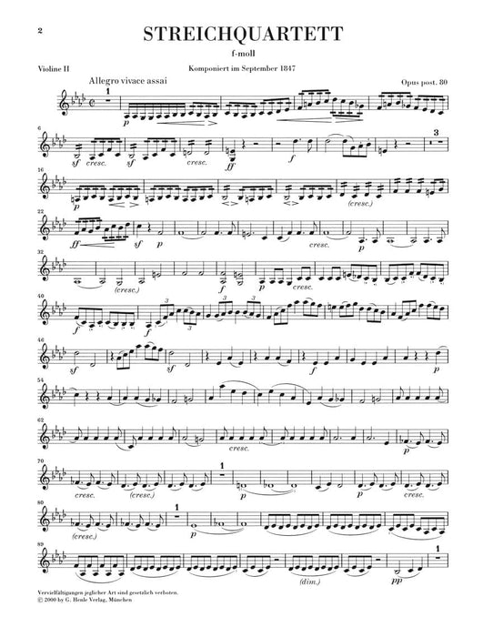 String Quartet F Minor Op. Posth. 80 弦樂四重奏 亨乐版 | 小雅音樂 Hsiaoya Music