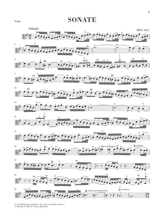 Sonatas for Viola da Gamba and Harpsichord BWV 1027-1029 Viola Solo 巴赫‧約翰瑟巴斯提安 古提琴 大鍵琴 中提琴 奏鳴曲 中提琴 亨乐版 | 小雅音樂 Hsiaoya Music