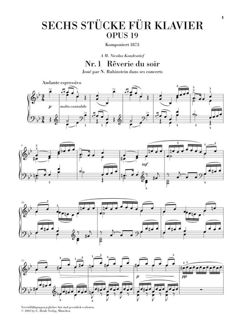 6 Piano Pieces, Op. 19 Piano Solo 柴科夫斯基‧彼得 鋼琴 小品 亨乐版 | 小雅音樂 Hsiaoya Music