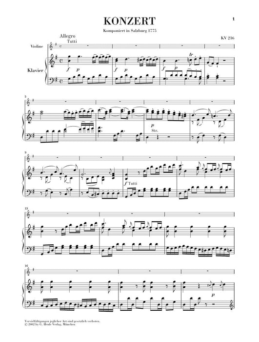 Violin Concerto No. 3 in G Major K216 Violin and Piano Reduction 莫札特 協奏曲 小提琴(含鋼琴伴奏) 亨乐版 | 小雅音樂 Hsiaoya Music