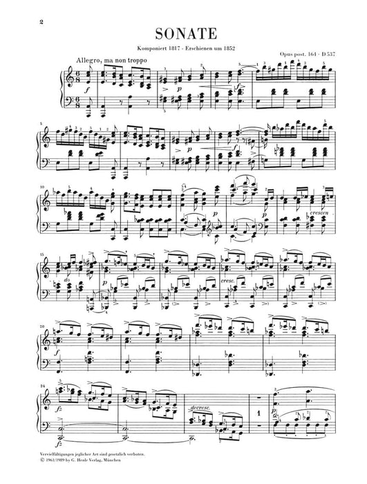 Piano Sonata A Minor Op. Posth. 164 D 537 Piano Solo 舒伯特 奏鳴曲 鋼琴 亨乐版 | 小雅音樂 Hsiaoya Music