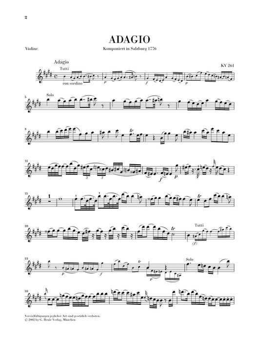 Single Movements for Violin and Orchestra K261, 269 and 373 Violin and Piano Reduction 莫札特 單曲 小提琴 管弦樂團 樂章 小提琴(含鋼琴伴奏) 亨乐版 | 小雅音樂 Hsiaoya Music