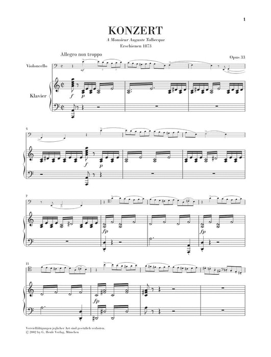 Concerto for Violoncello and Orchestra A Minor Op. 33, No. 1 Cello and Piano Reduction 聖桑斯 協奏曲大提琴 管弦樂團 大提琴(含鋼琴伴奏) 亨乐版 | 小雅音樂 Hsiaoya Music