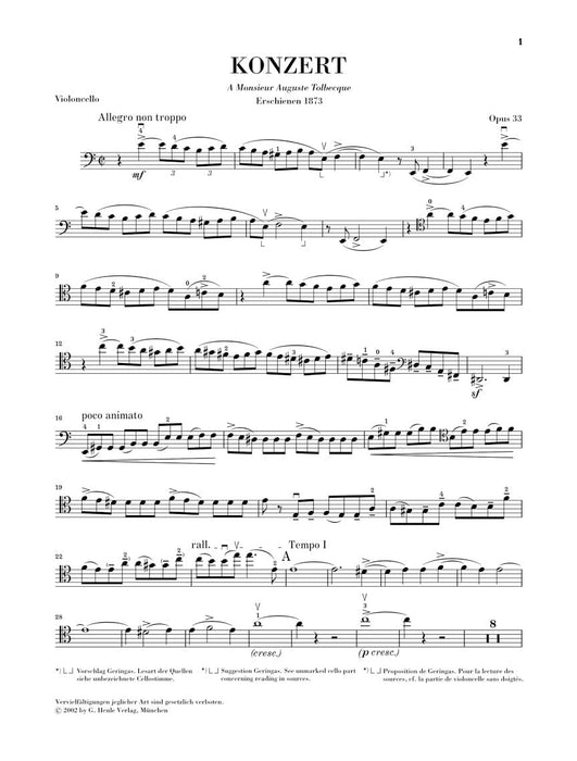 Concerto for Violoncello and Orchestra A Minor Op. 33, No. 1 Cello and Piano Reduction 聖桑斯 協奏曲大提琴 管弦樂團 大提琴(含鋼琴伴奏) 亨乐版 | 小雅音樂 Hsiaoya Music