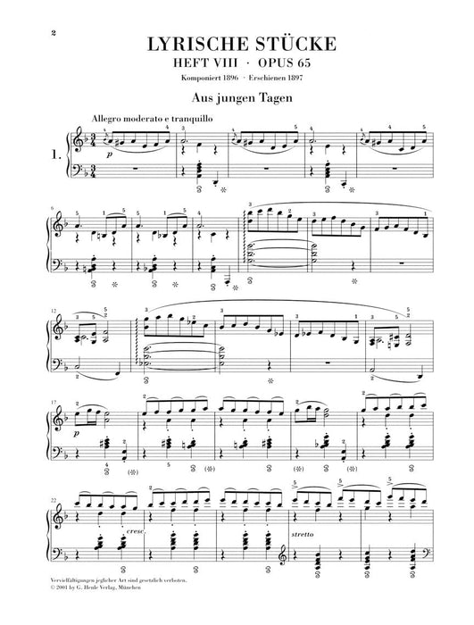 Lyric Pieces, Volume VIII Op. 65 Piano Solo 葛利格 抒情鋼琴小品(四) 亨乐版 | 小雅音樂 Hsiaoya Music