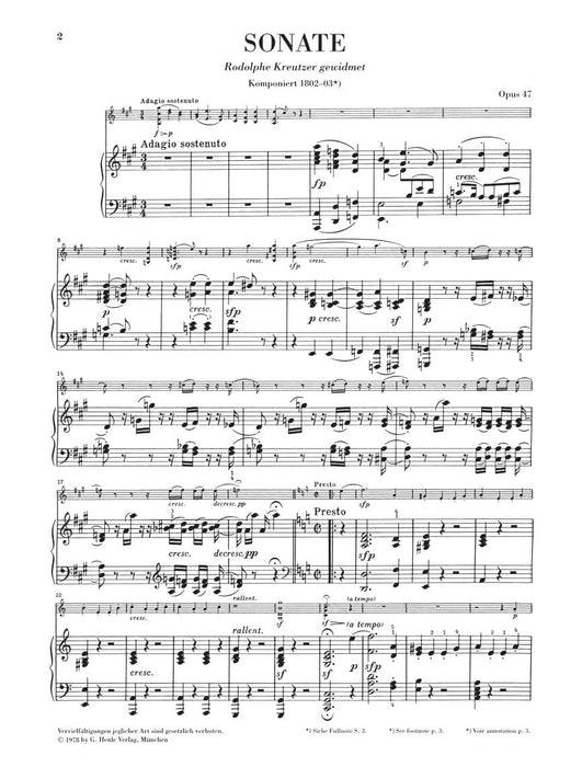 Sonata for Piano and Violin in A Major Op. 47 (Kreutzer-Sonata) Violin and Piano 貝多芬 奏鳴曲 小提琴(含鋼琴伴奏) 亨乐版 | 小雅音樂 Hsiaoya Music