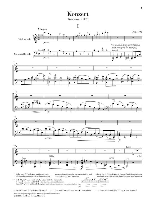 Double Concerto in A Minor, Op. 102 Piano Trio 布拉姆斯 複協奏曲 鋼琴三重奏 亨乐版 | 小雅音樂 Hsiaoya Music