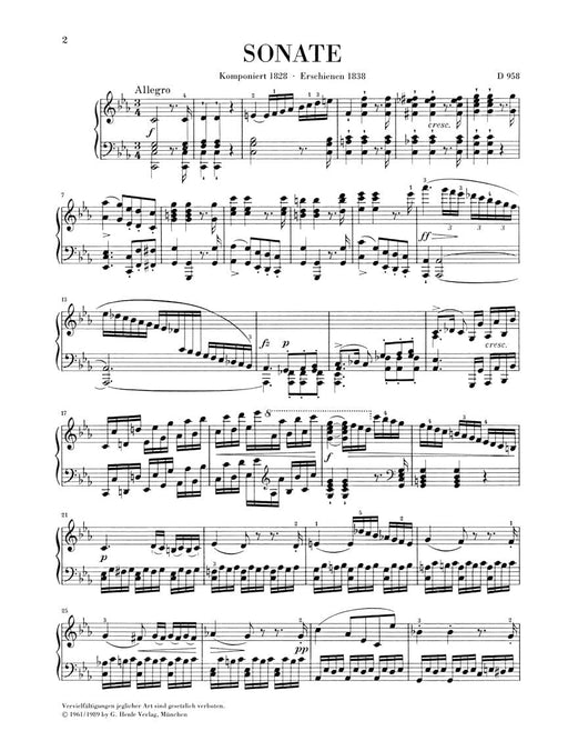 Piano Sonata C minor D 958 Piano Solo 舒伯特 奏鳴曲 鋼琴 亨乐版 | 小雅音樂 Hsiaoya Music