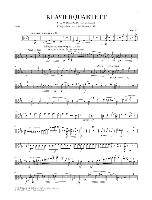 Piano Quartet Eb Major Op. 47 舒曼‧羅伯特 鋼琴四重奏 亨乐版 | 小雅音樂 Hsiaoya Music