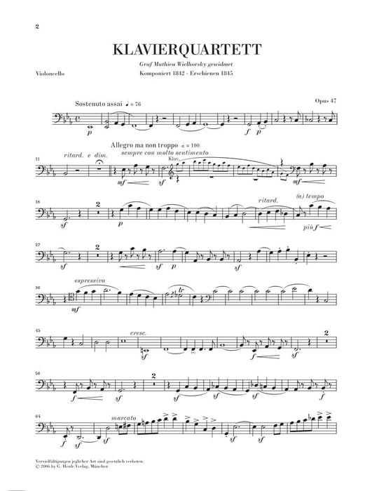 Piano Quartet Eb Major Op. 47 舒曼‧羅伯特 鋼琴四重奏 亨乐版 | 小雅音樂 Hsiaoya Music