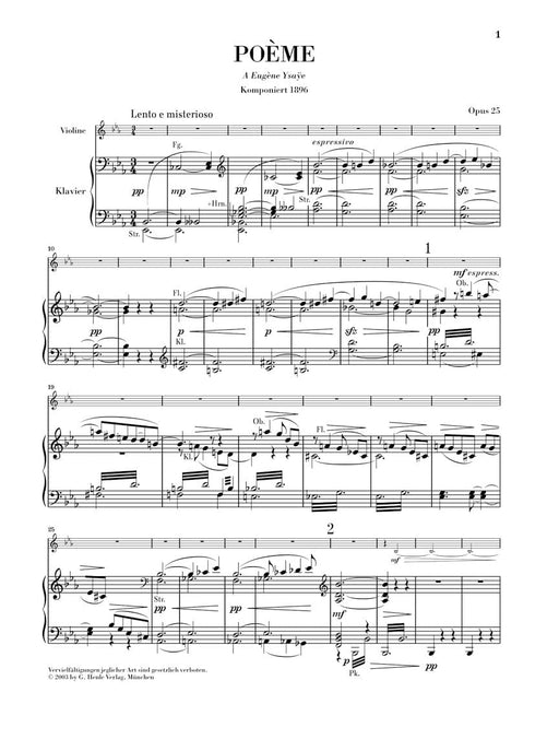 Poème for Violin and Orchestra Op. 25 Violin and Piano 蕭頌 小提琴 管弦樂團 詩曲 小提琴(含鋼琴伴奏) 亨乐版 | 小雅音樂 Hsiaoya Music