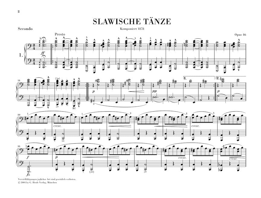 Slavonic Dances Op. 46 1 Piano, 4 Hands 德弗札克 斯拉夫舞曲 鋼琴 舞曲 4手聯彈(含以上) 亨乐版 | 小雅音樂 Hsiaoya Music