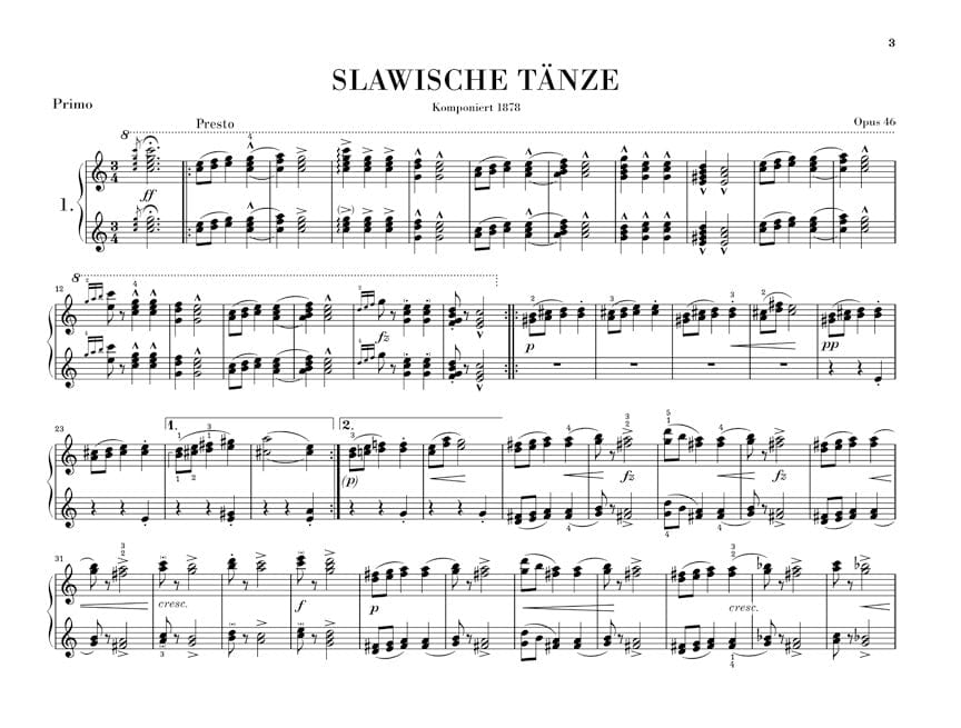 Slavonic Dances Op. 46 1 Piano, 4 Hands 德弗札克 斯拉夫舞曲 鋼琴 舞曲 4手聯彈(含以上) 亨乐版 | 小雅音樂 Hsiaoya Music