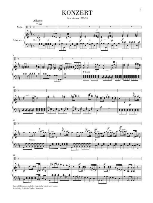 Viola Concerto No. 1 D Major Viola and Piano Reduction 史塔米茲‧卡爾 協奏曲 中提琴(含鋼琴伴奏) 亨乐版 | 小雅音樂 Hsiaoya Music