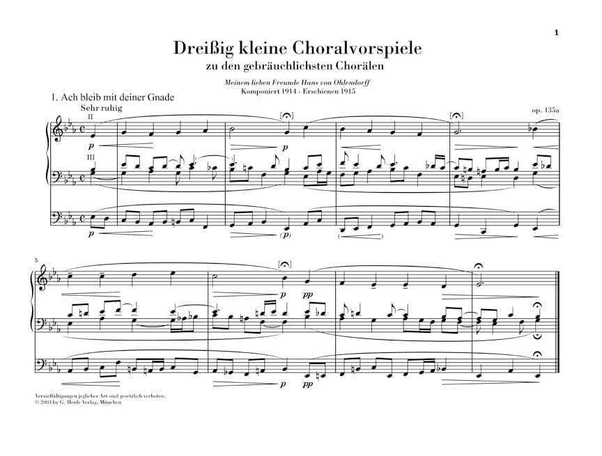 30 Little Chorale Preludes for Organ Op. 135a 雷格馬克斯 聖詠合唱 管風琴 聖詠前奏曲 亨乐版 | 小雅音樂 Hsiaoya Music