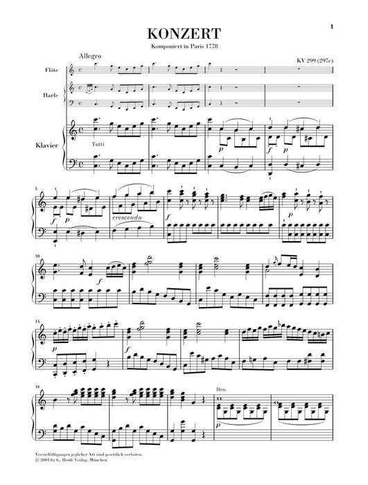 Concerto for Flute, Harp and Orchestra in C Major, K. 299 (297c) for Flute, Harp & Piano Reduction 莫札特 長笛協奏曲 管弦樂團 長笛(含鋼琴伴奏) 亨乐版 | 小雅音樂 Hsiaoya Music