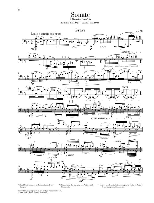 Sonata for Violoncello Solo Op. 28 奏鳴曲大提琴 亨乐版 | 小雅音樂 Hsiaoya Music