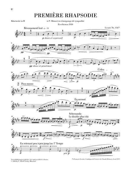 Première Rhapsodie and Petite Pièce Clarinet and Piano 德布西 狂想曲 豎笛(含鋼琴伴奏) 亨乐版 | 小雅音樂 Hsiaoya Music