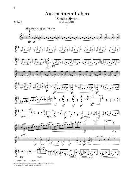 From My Life - String Quartet No. 1 in E Minor Set of Parts 弦樂四重奏 亨乐版 | 小雅音樂 Hsiaoya Music