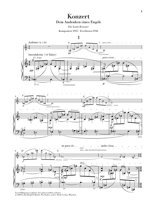 Concerto for Violin and Orchestra Violin and Piano Reduction With Marked and Unmarked Violin Parts Score and Parts 貝爾格‧阿班 協奏曲小提琴 管弦樂團 小提琴(含鋼琴伴奏) 亨乐版 | 小雅音樂 Hsiaoya Music