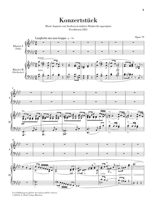Concert Piece for Piano and Orchestra in F minor, Op. 79 2 Pianos, 4 Hands reduction 韋伯卡爾 音樂會曲鋼琴 管弦樂團 雙鋼琴 亨乐版 | 小雅音樂 Hsiaoya Music