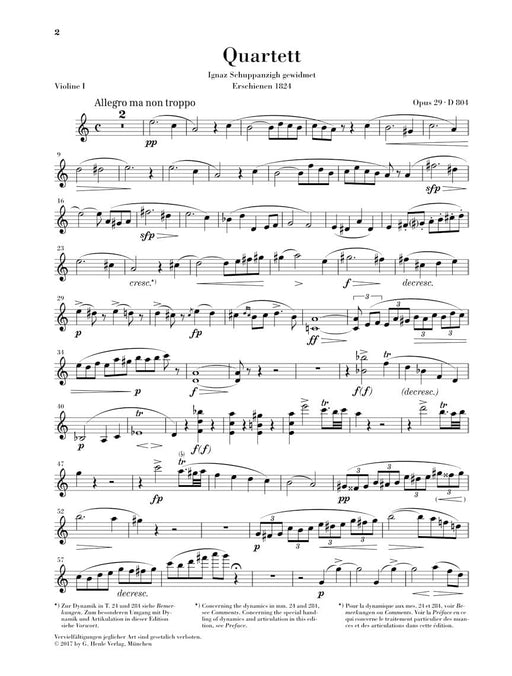 String Quartet in A Minor, Op. 29, D. 804 Rosamunde 舒伯特 弦樂四重奏 羅莎蒙 亨乐版 | 小雅音樂 Hsiaoya Music