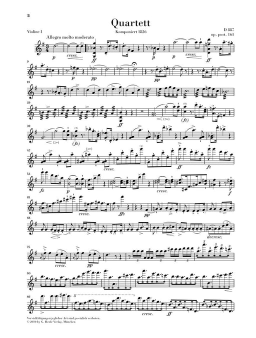 String Quartet in G Major, Op. post. 161 D 887 Set of Parts 舒伯特 弦樂四重奏 亨乐版 | 小雅音樂 Hsiaoya Music