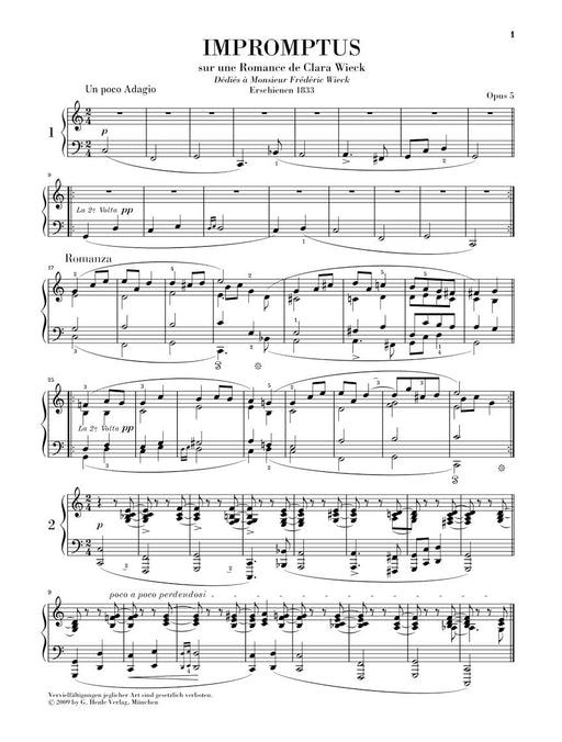 Impromptus, Op. 5 (Versions 1833 and 1850) 舒曼‧羅伯特 即興曲 鋼琴 亨乐版 | 小雅音樂 Hsiaoya Music