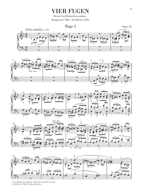 Four Fugues, Op. 72 Piano Solo 舒曼‧羅伯特 鋼琴 復格曲 亨乐版 | 小雅音樂 Hsiaoya Music