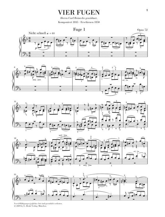 Four Fugues, Op. 72 Piano Solo 舒曼‧羅伯特 鋼琴 復格曲 亨乐版 | 小雅音樂 Hsiaoya Music