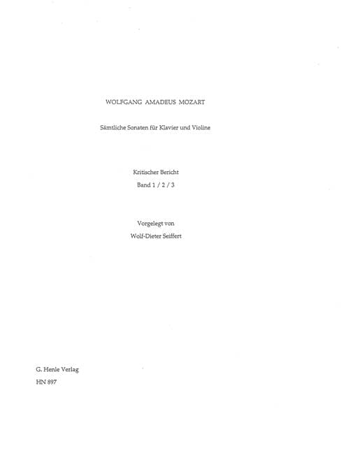 Sonatas for Piano and Violin - Volumes I-III Critical Commentary (in German) 莫札特 鋼琴 小提琴 奏鳴曲 小提琴(含鋼琴伴奏) 亨乐版 | 小雅音樂 Hsiaoya Music