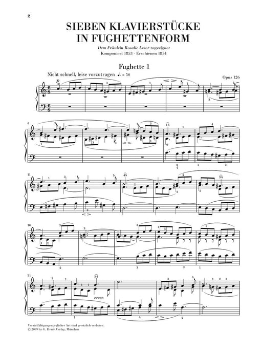 7 Piano Pieces in Fughetta Form, Op. 126 舒曼‧羅伯特 鋼琴 小品 亨乐版 | 小雅音樂 Hsiaoya Music