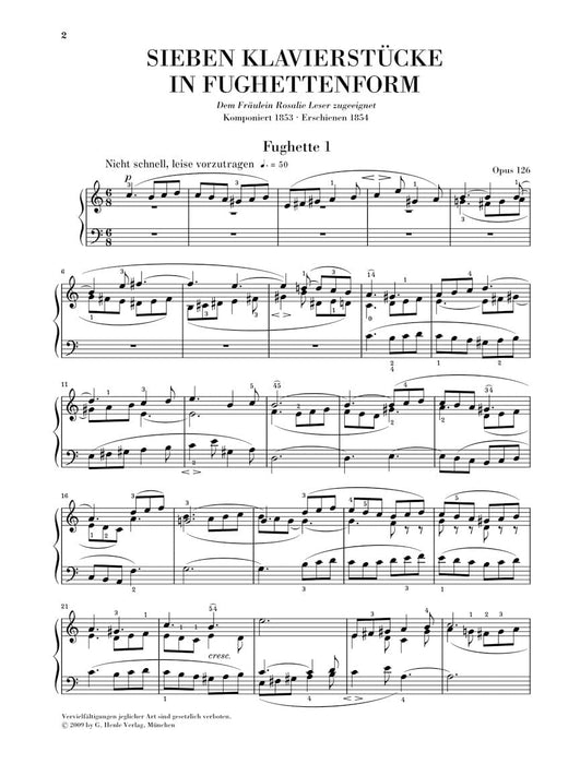 7 Piano Pieces in Fughetta Form, Op. 126 舒曼‧羅伯特 鋼琴 小品 亨乐版 | 小雅音樂 Hsiaoya Music