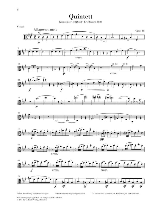 String Quintets, Op. 18 and 87 Set of Parts 孟德爾頌‧菲利克斯 弦樂五重奏 亨乐版 | 小雅音樂 Hsiaoya Music