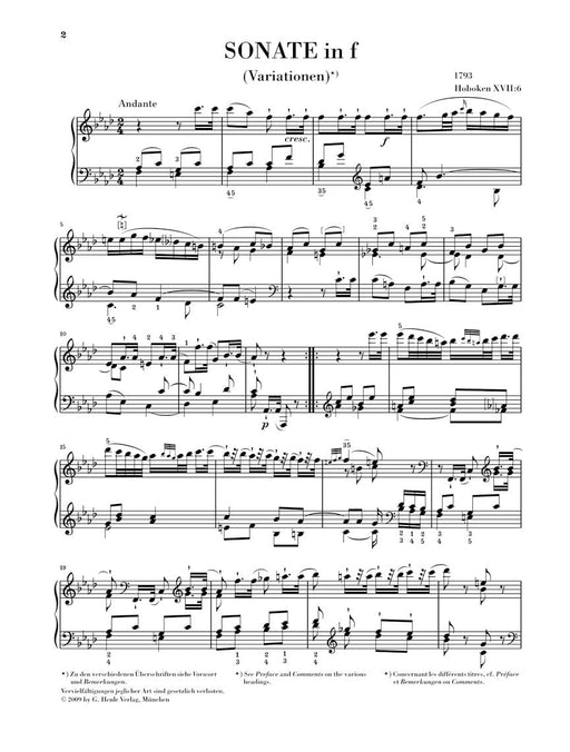 Variations in F minor (Sonata), Hob.XVII:6 海頓 變奏曲 奏鳴曲 鋼琴 亨乐版 | 小雅音樂 Hsiaoya Music
