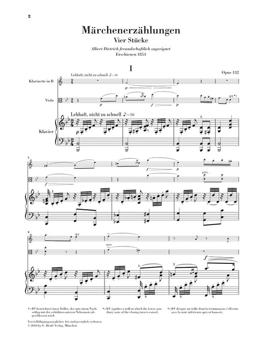 Fairy Tales, Op. 132 (Märchenerzählungen) Clarinet in B-flat (Violin), Viola and Piano 舒曼‧羅伯特 小提琴 鋼琴 童話故事 鋼琴四重奏 亨乐版 | 小雅音樂 Hsiaoya Music
