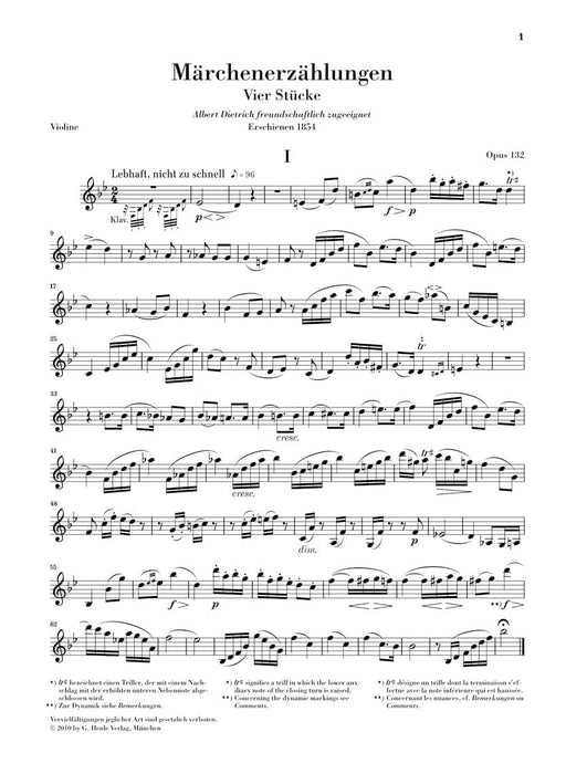 Fairy Tales, Op. 132 (Märchenerzählungen) Clarinet in B-flat (Violin), Viola and Piano 舒曼‧羅伯特 小提琴 鋼琴 童話故事 鋼琴四重奏 亨乐版 | 小雅音樂 Hsiaoya Music